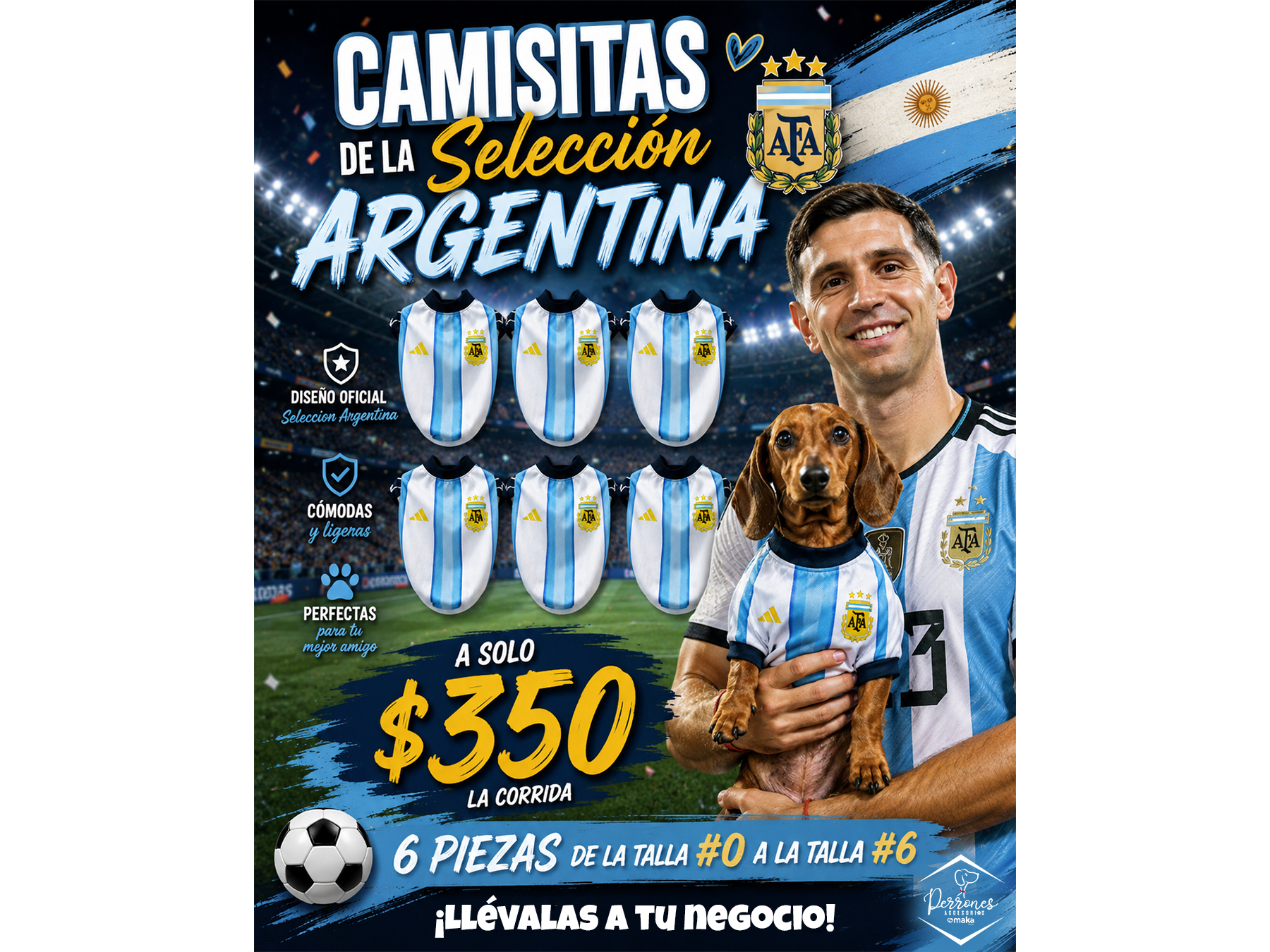 Playera Selección Argentina 7 pz Corrida #0 a #6