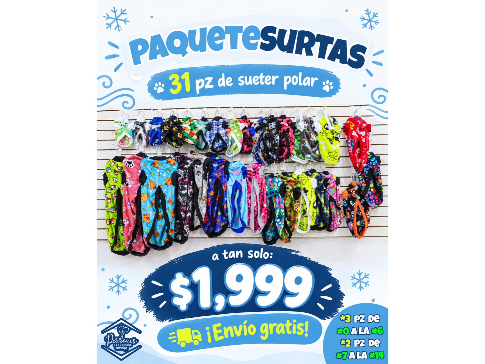 PAQUETE DE SUETER POLAR 31 PZ TODAS LAS TALLAS $1,999