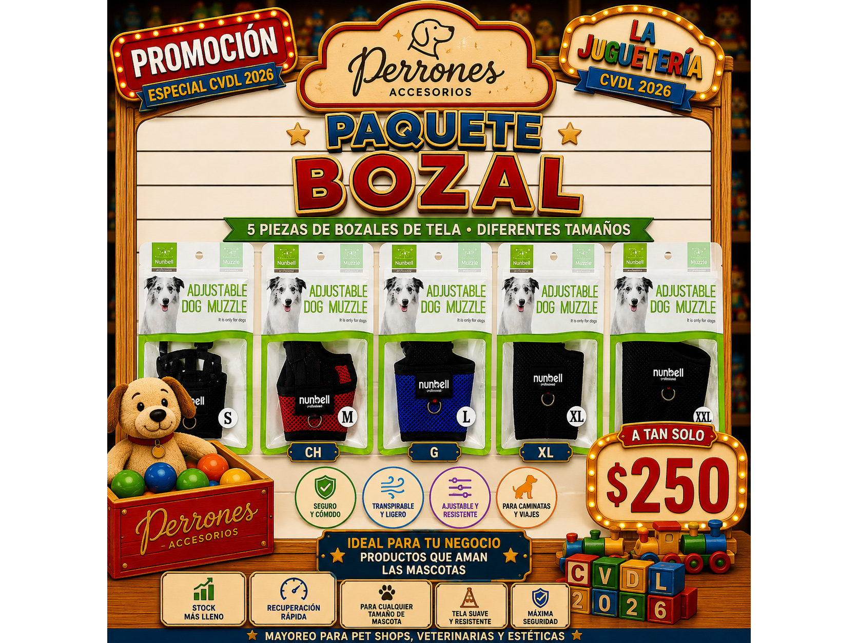 Paquete de Bozal de nylon 5 pz $250