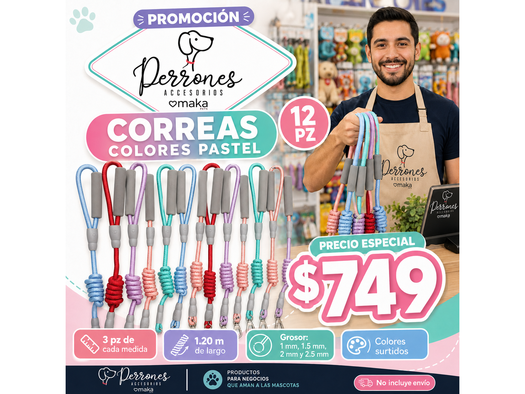 Paquete de 12 correas pasteles por $749 sin envio