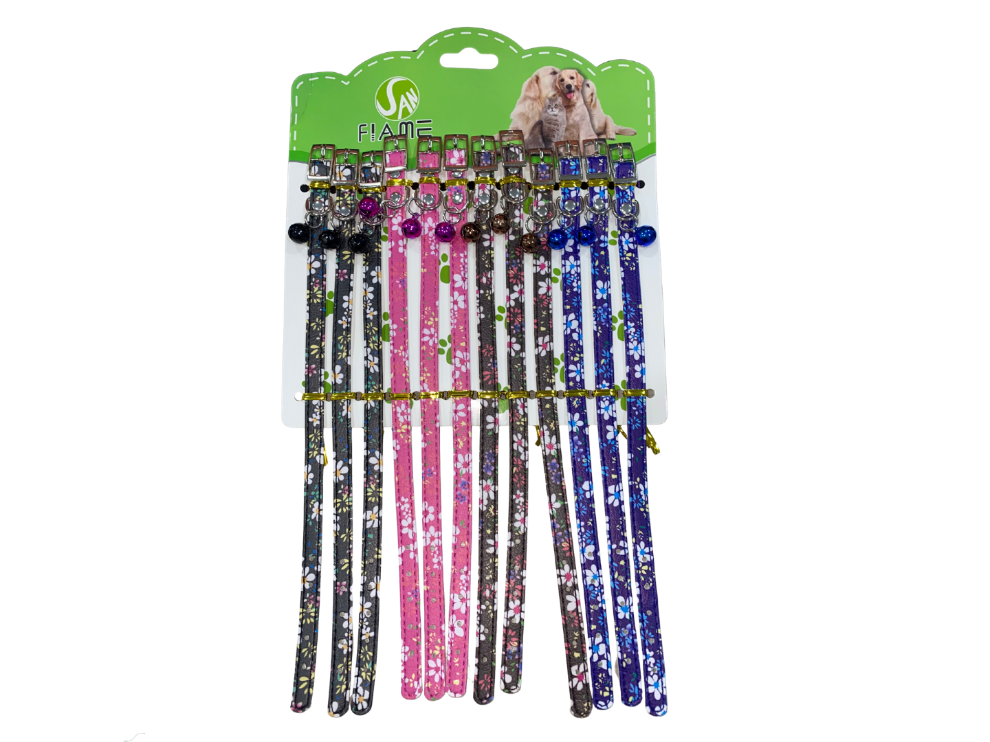 Blíster collar chico tipo piel diseño flores