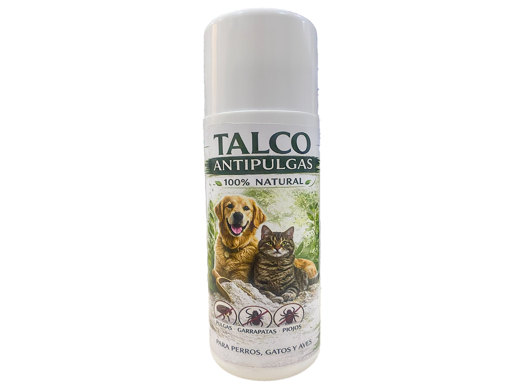 TALCO ANTIPULGAS NATURAL PARA PERROS, GATOS Y AVES 100 GR TANALTU