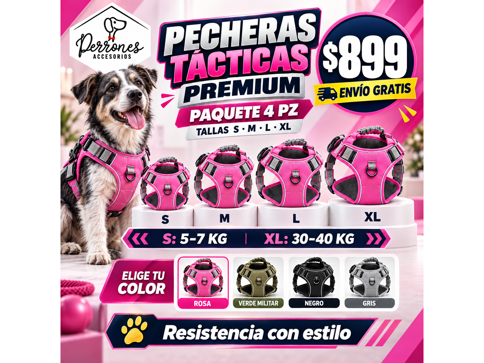 PECHERA TIPO TACTICA 4 PZ POR $899 ENVIO GRATIS