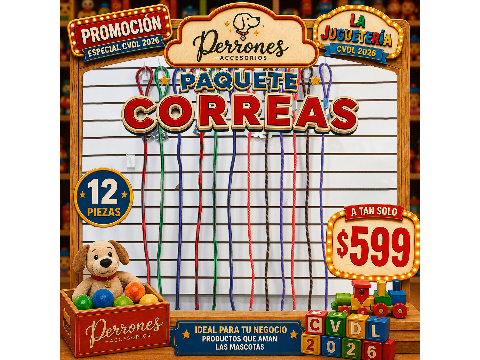 Paquete de Correas 12 pz $599 para razas medianas a grandes