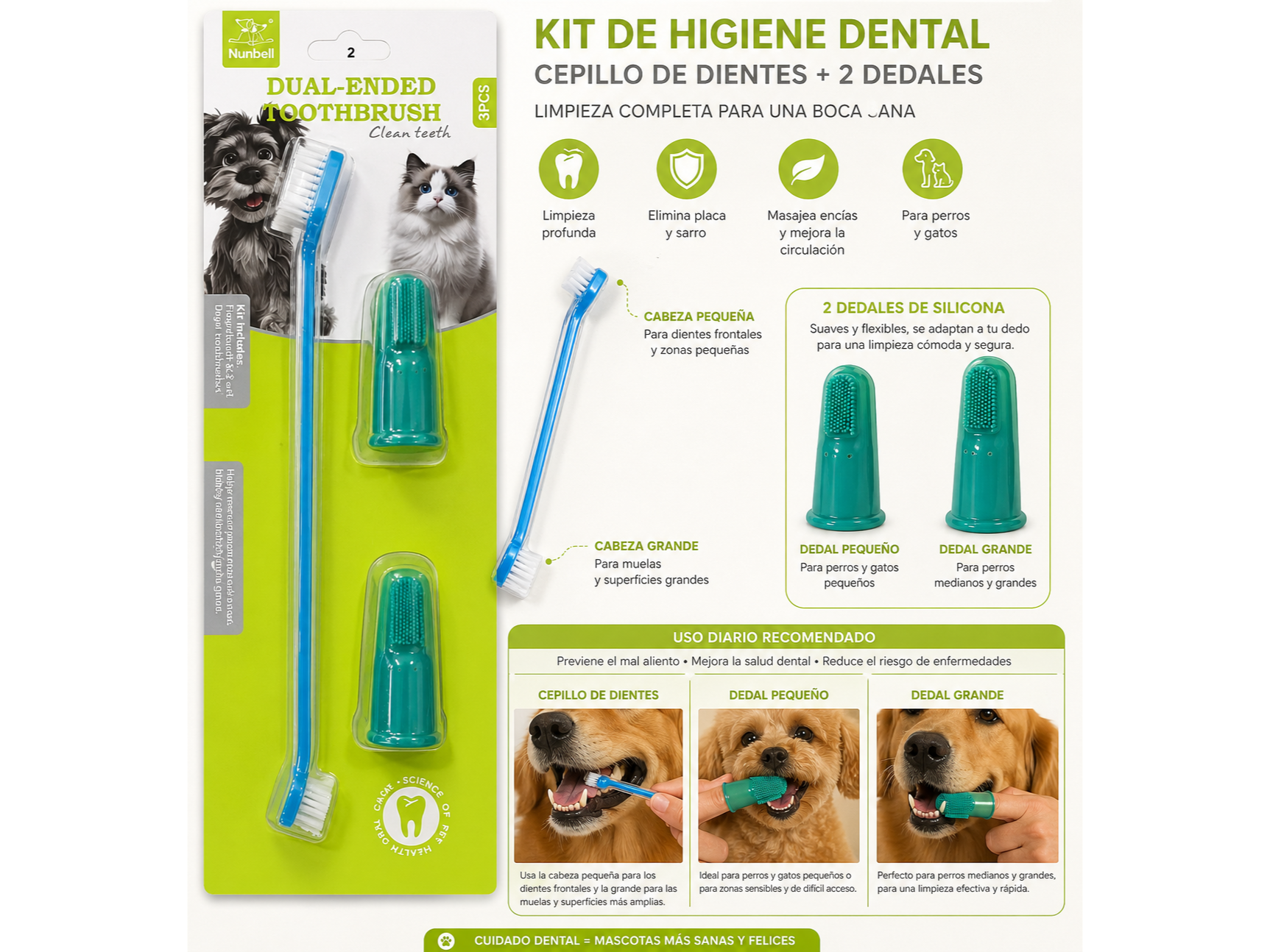 CEPILLO DE DIENTES PARA PERRO(3 PZ) 16556