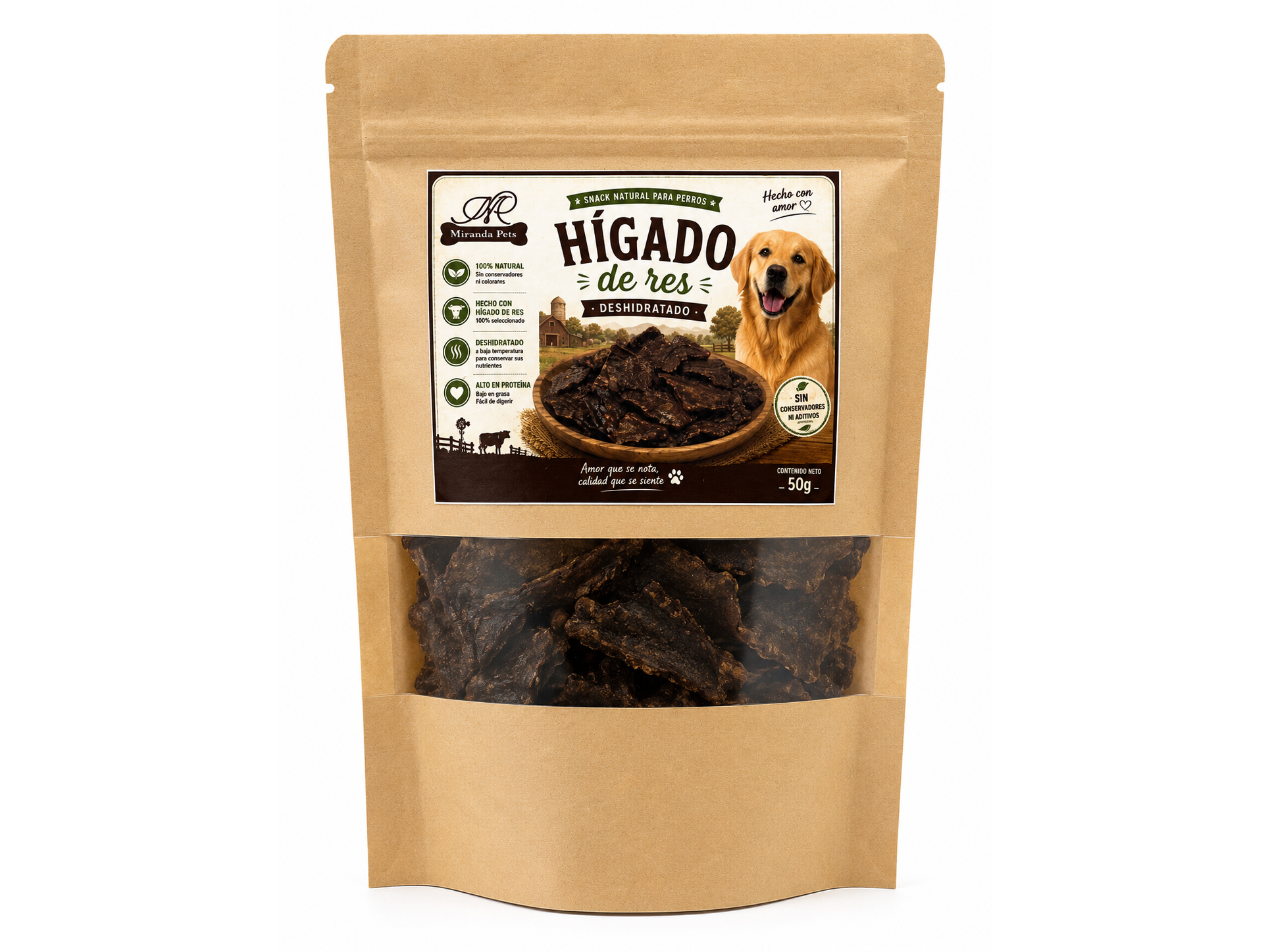 Higado de res deshidratado Miranda Pets