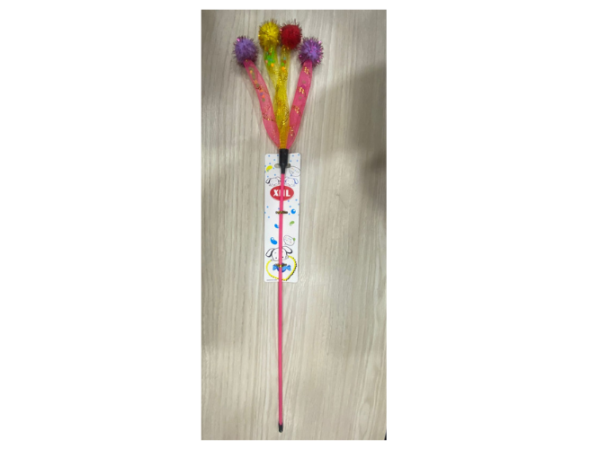 CAÑA PARA GATO MALLA CON POMPONES COLORES 20464