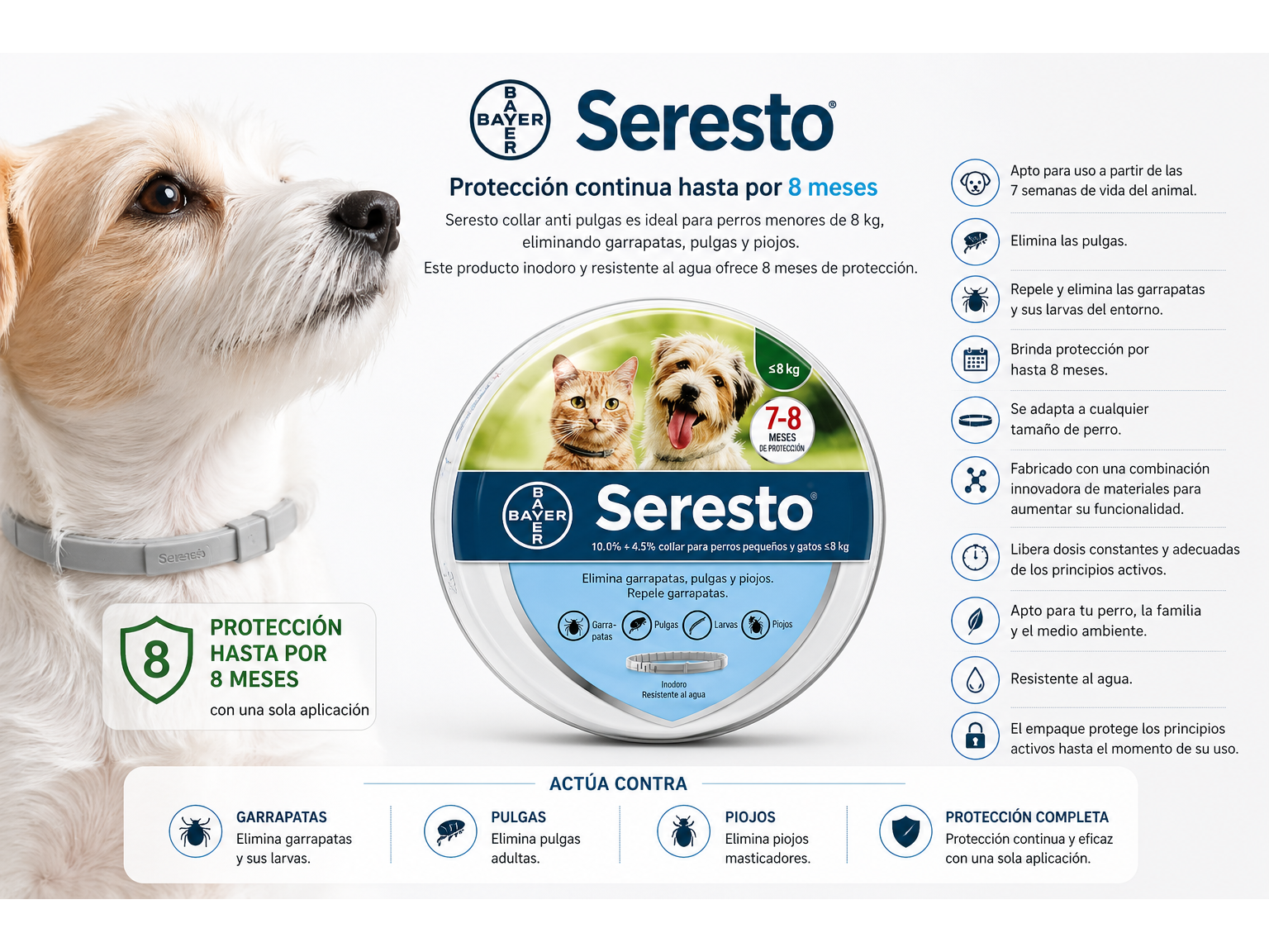 Seresto collar antipulgas chico para perros y gatos