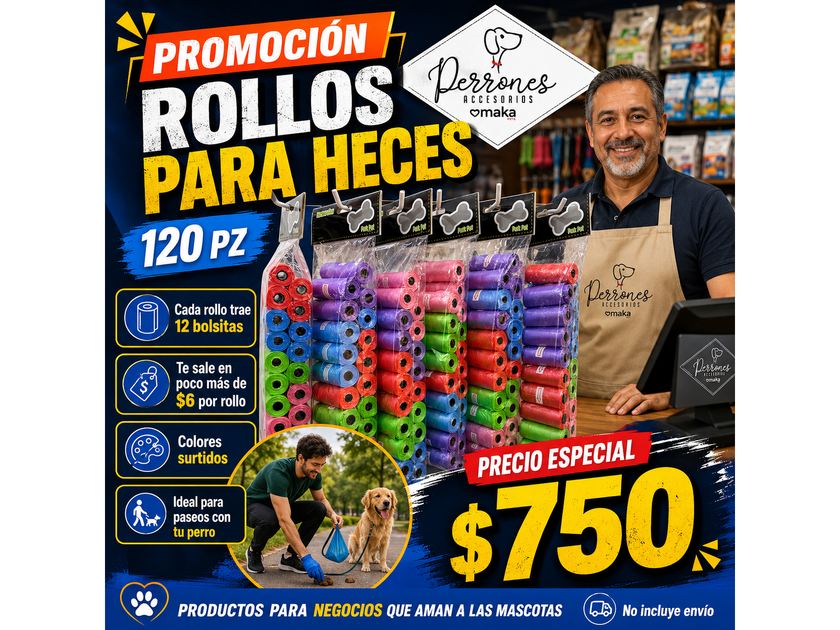 120 rollos para heces por $750
