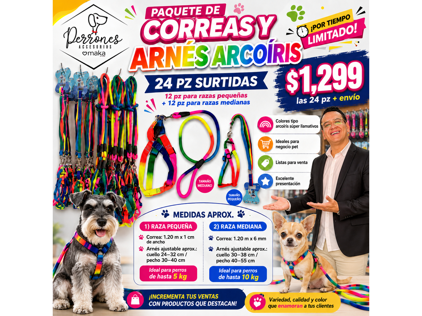 Paquete de 24 pecheras por $1,299