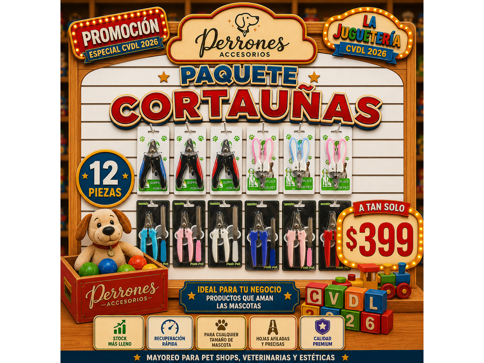 Paquete de Cortauñas 12 pz ch-gde $399