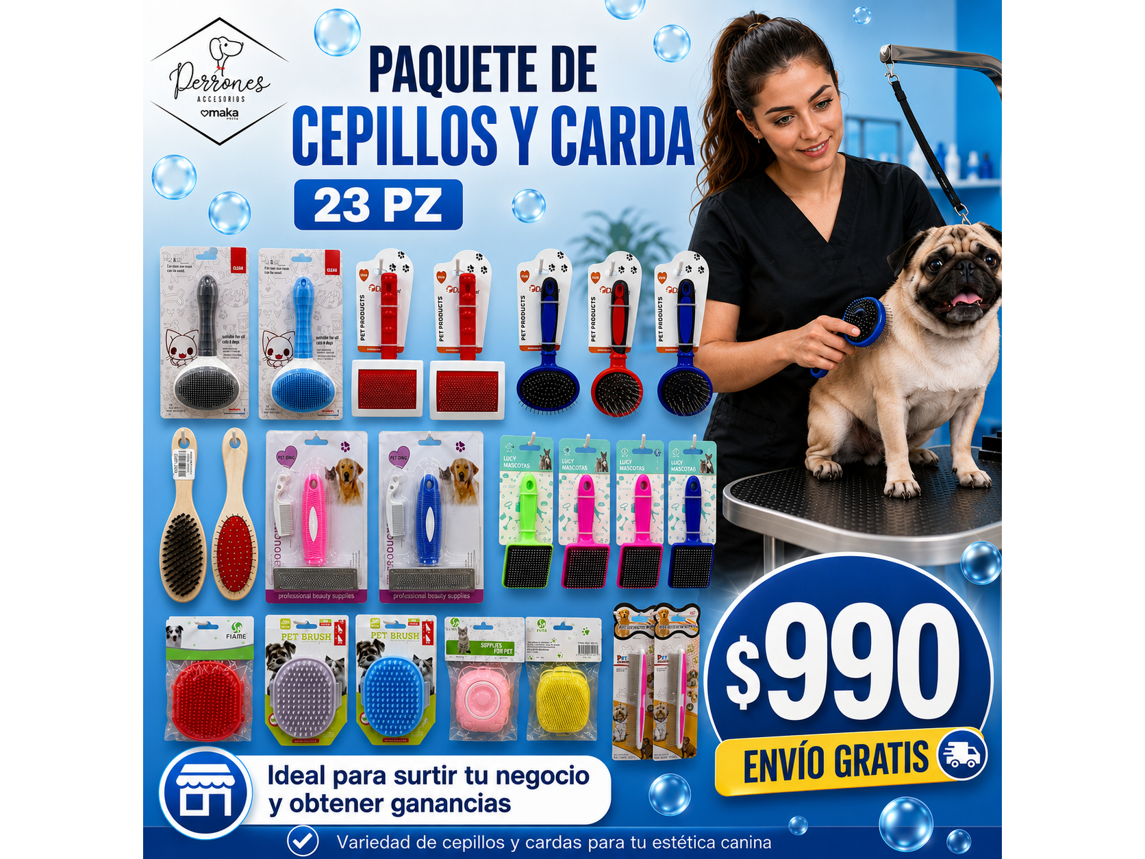 Paquete de 23 cepillo y cardas con ENVIO GRATIS