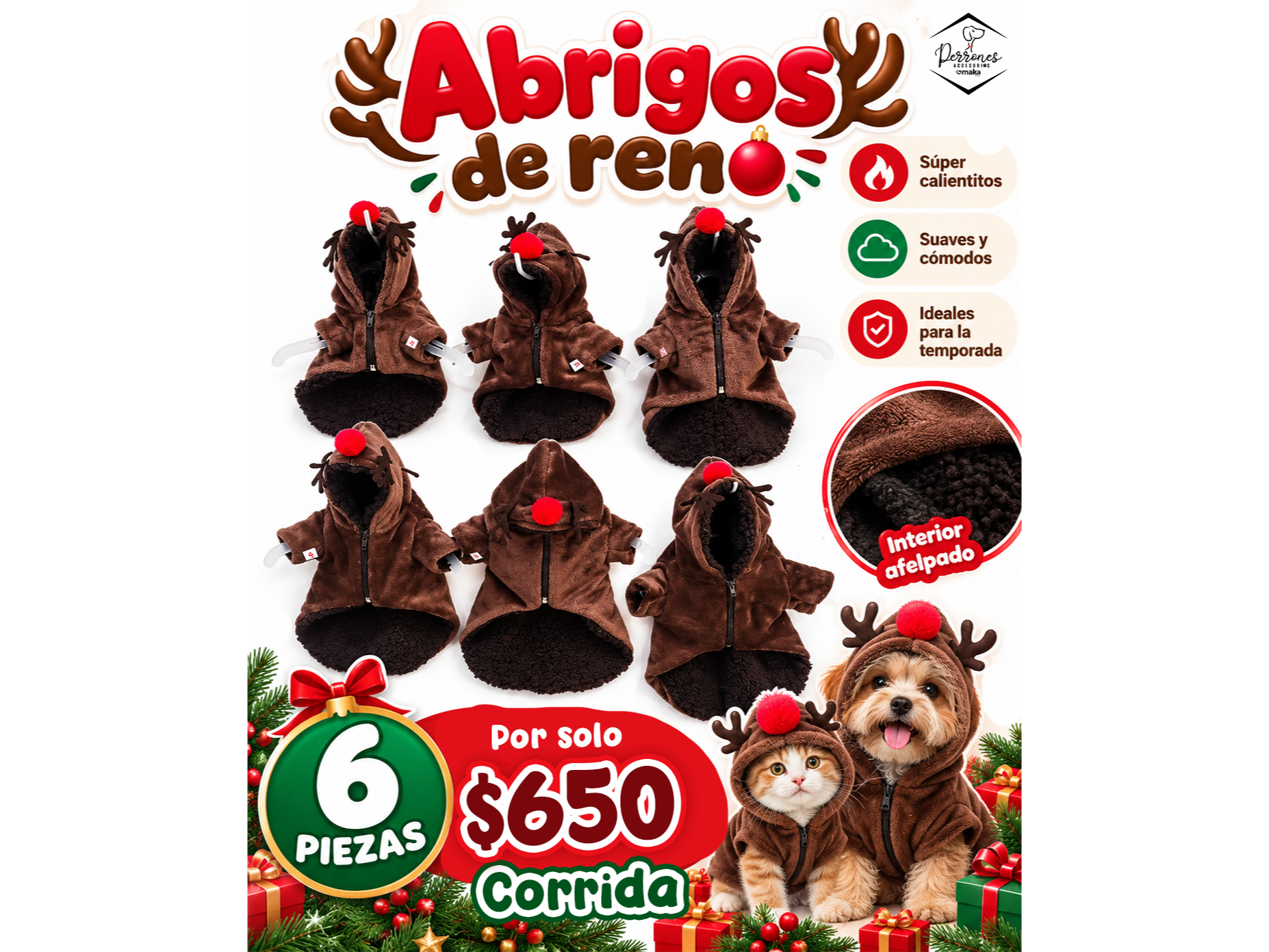 ABRIGOS DE RENO CORRIDA  6 PZ