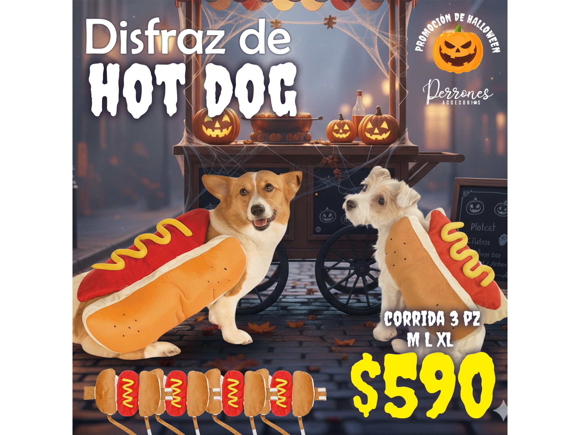 Paquete Corrida de Disfraz de Hotdog 3 pz