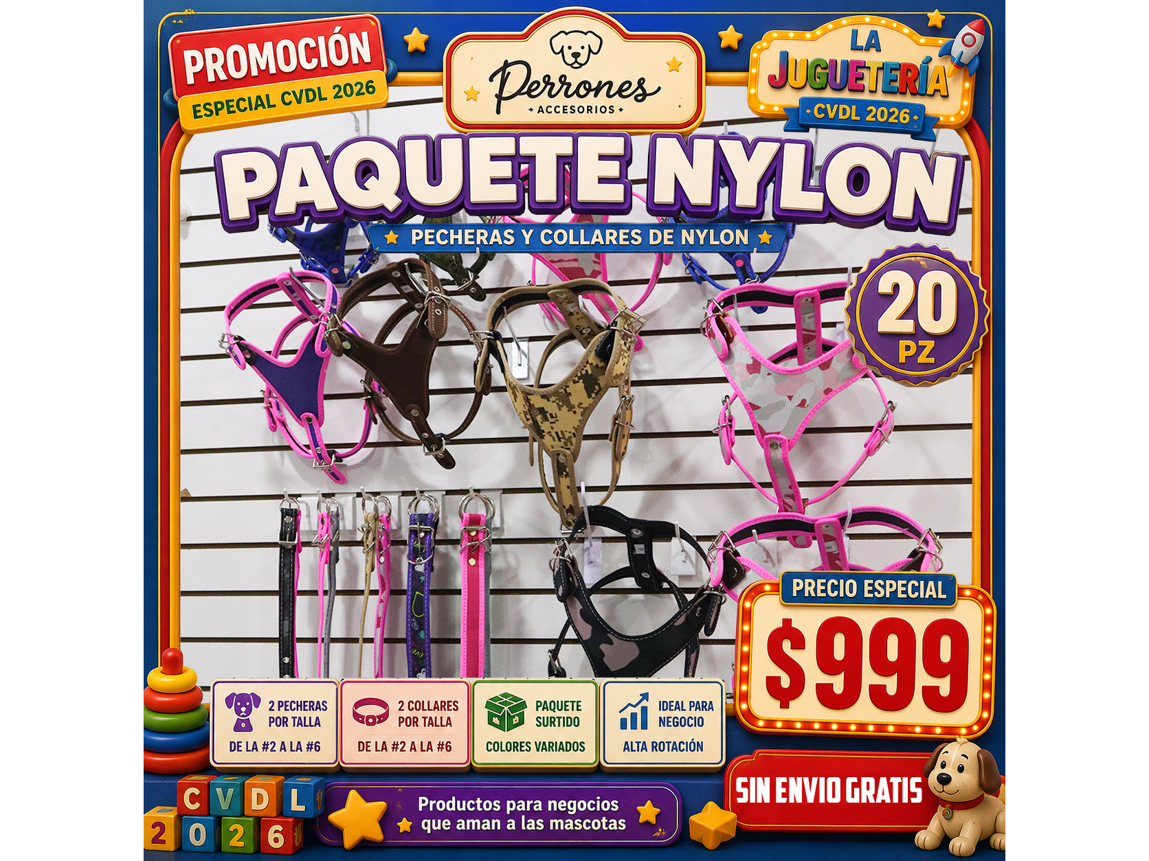 PAQUETE NYLON PECHERAS Y COLLARES 20 PZ $999