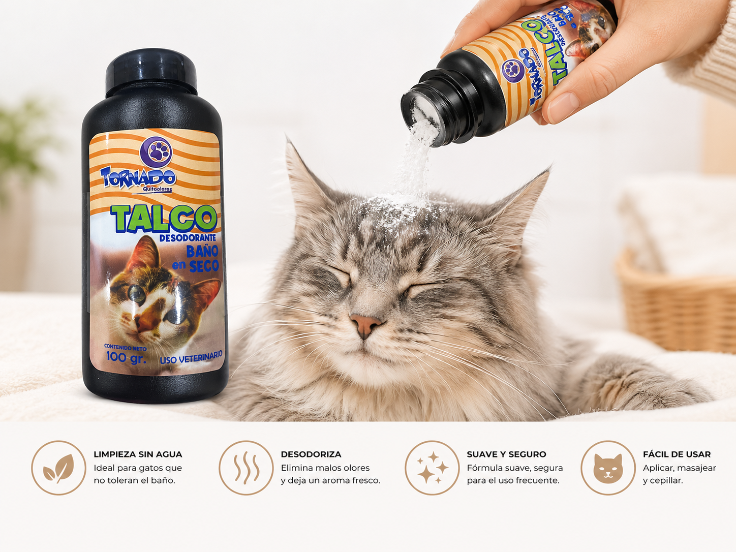 Talco desodorante para gato de baño en seco 812259