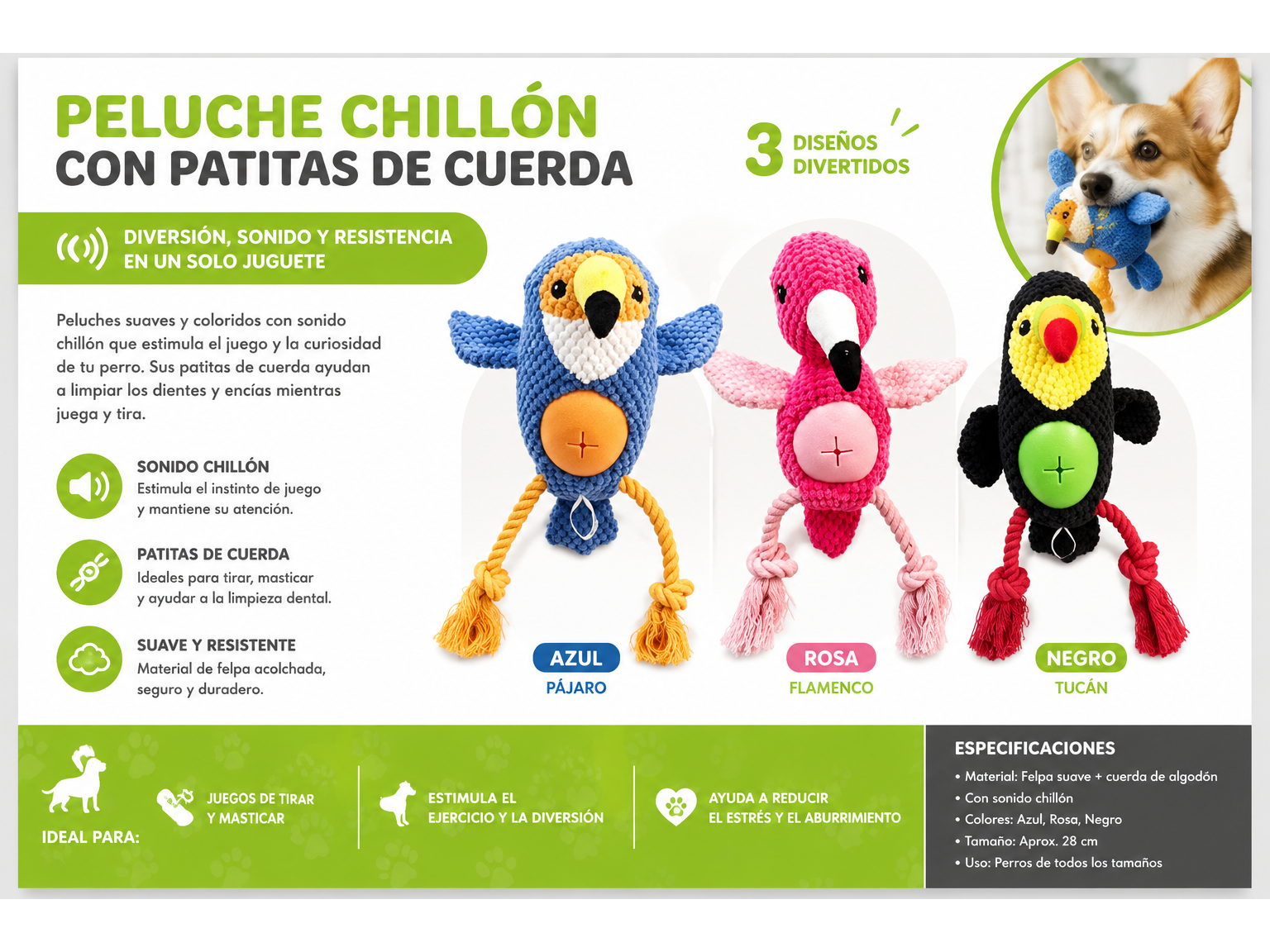 JUGUETE PELUCHE PAJARITOS DE TELA CON SONIDO -27635