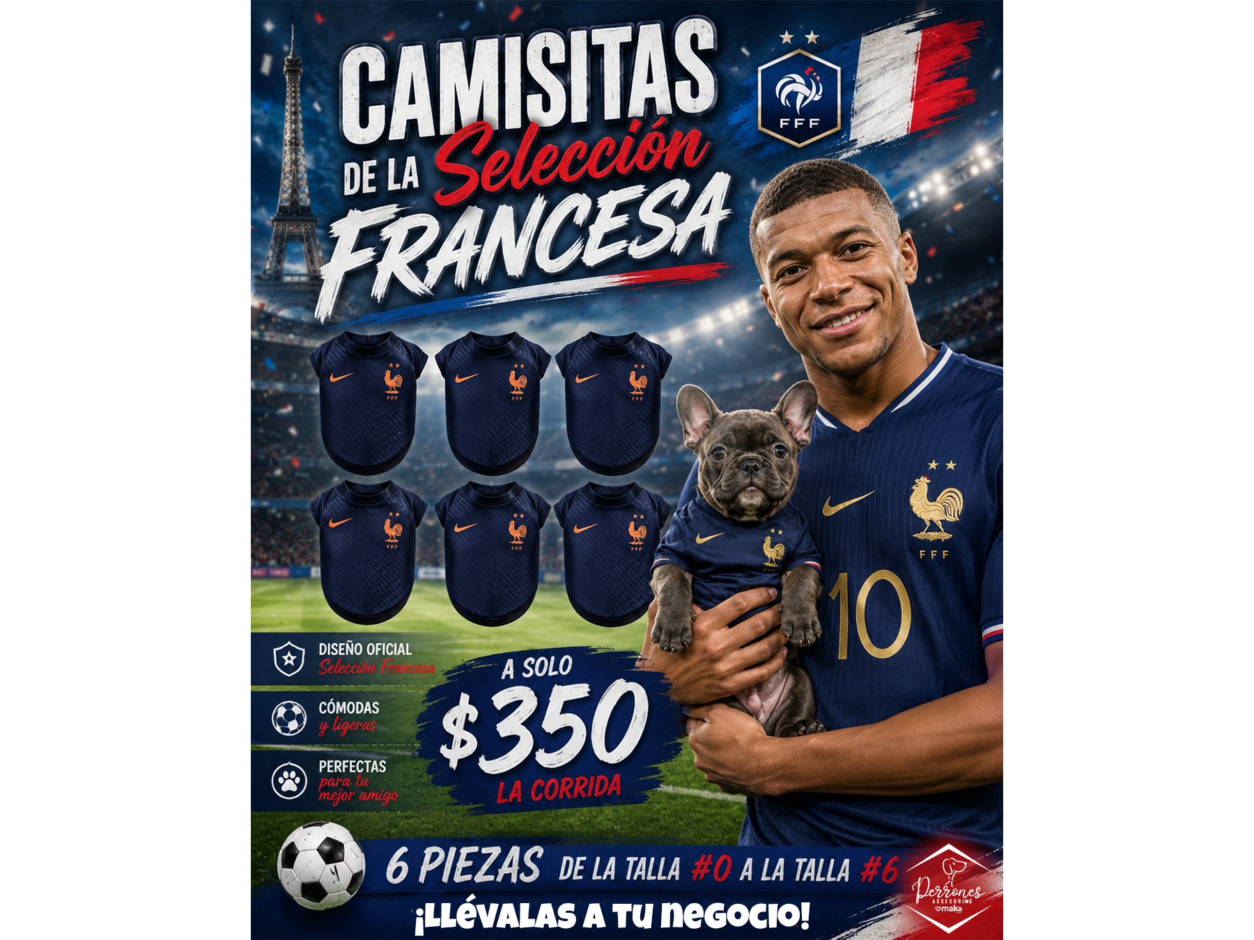 Playera Selección Francesa 7 pz Corrida #0 a #6