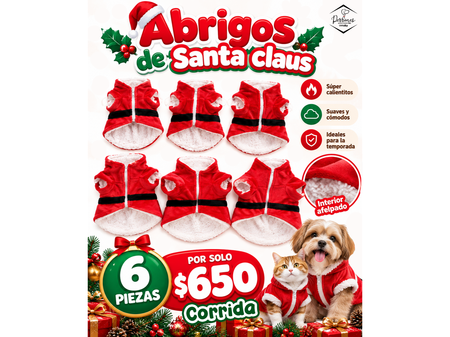 ABRIGOS SANTA CLAUS CORRIDA 6 PZ