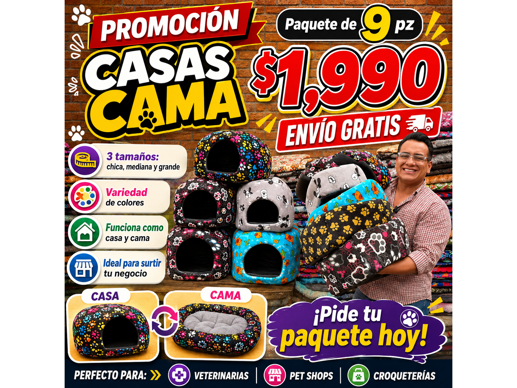 CASA -CAMA 9PZ -- 3 CORRIDAS DE 3 TAMAÑOS DIFERENTES
