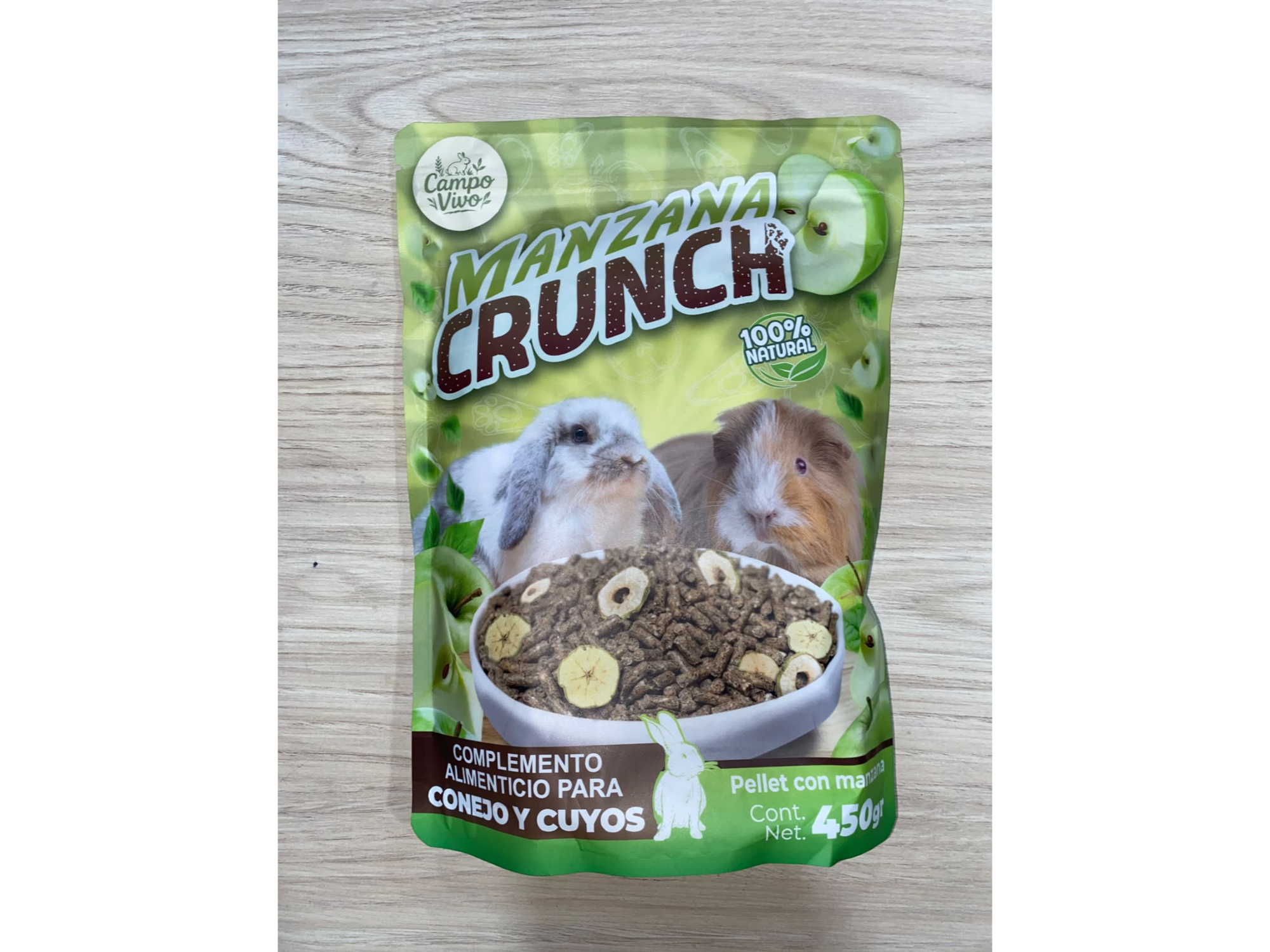 Alimento manzana crunch 450gr conejo-cuyo