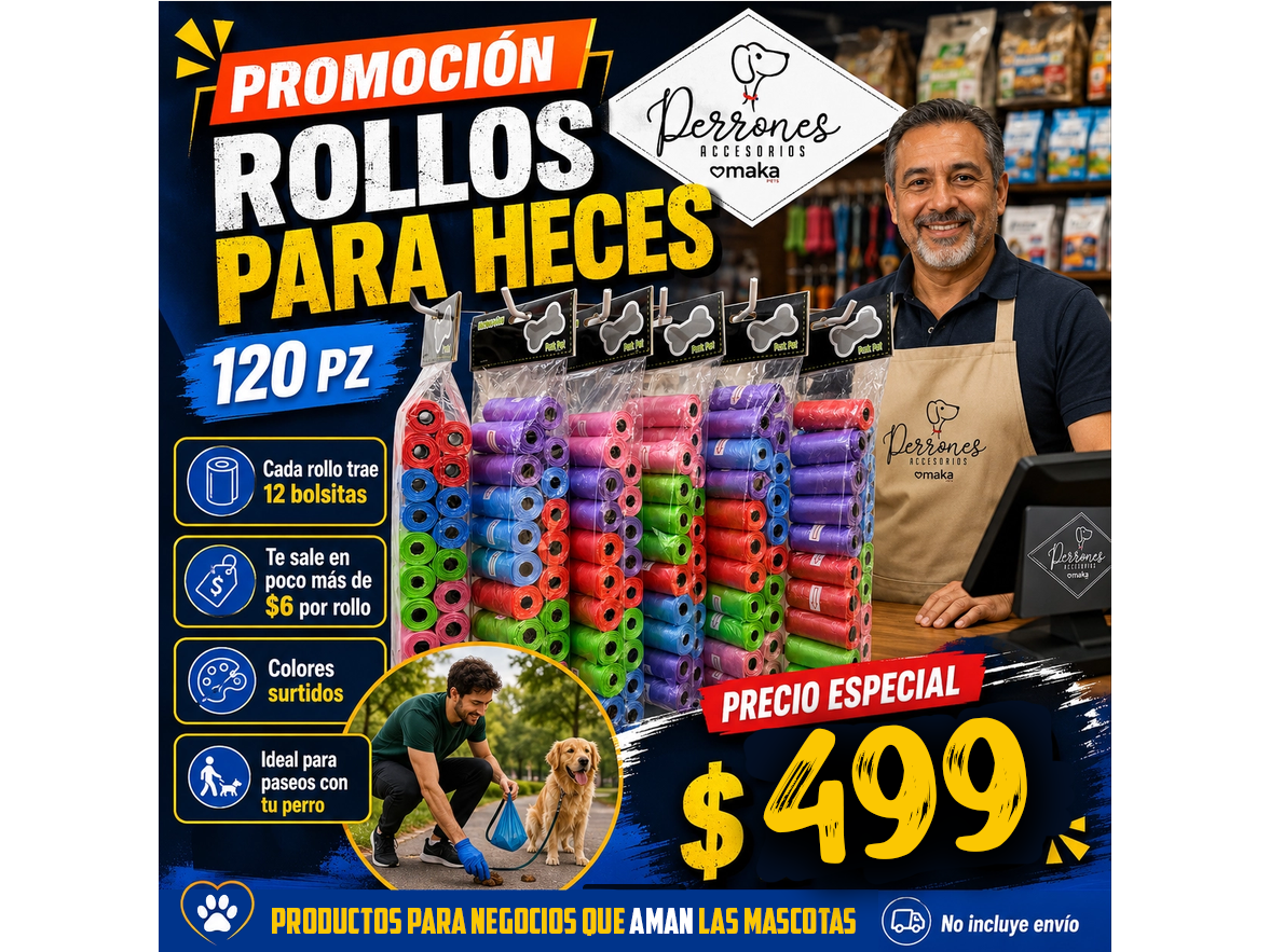 120 rollos para heces por $499