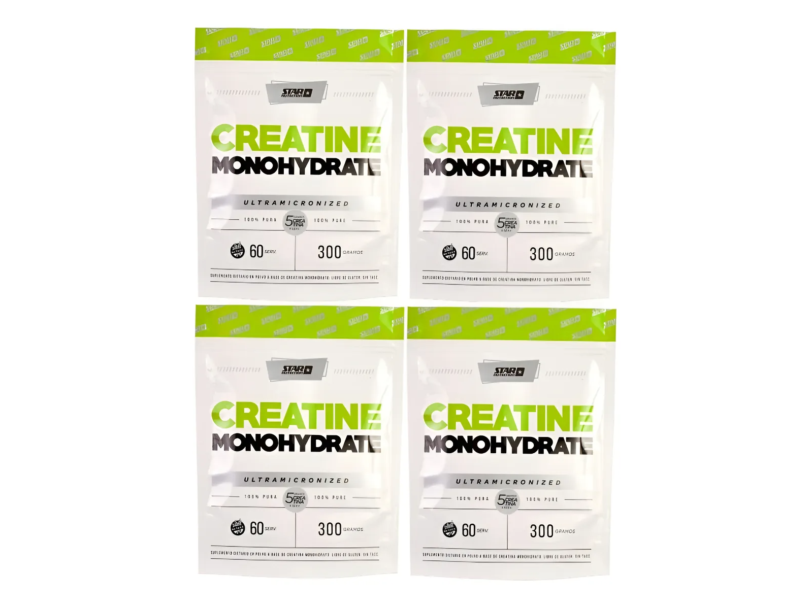 Combo Pack X4 Creatina Star Nutrition 300grs Doypack Sin Sabor