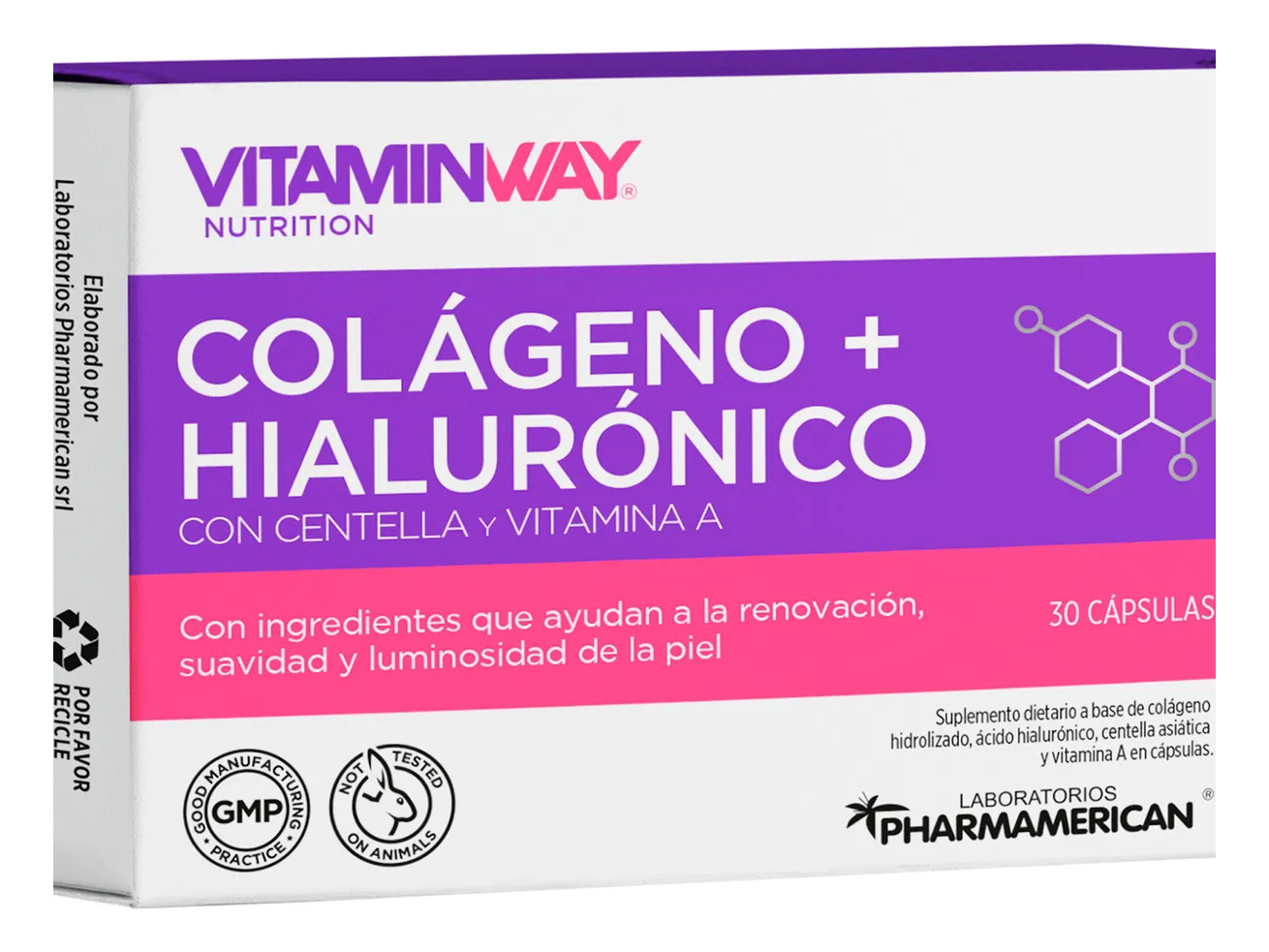 Colágeno + Hialurónico Vitamin Way Con Centella y Vit A X 30 Sin sabor