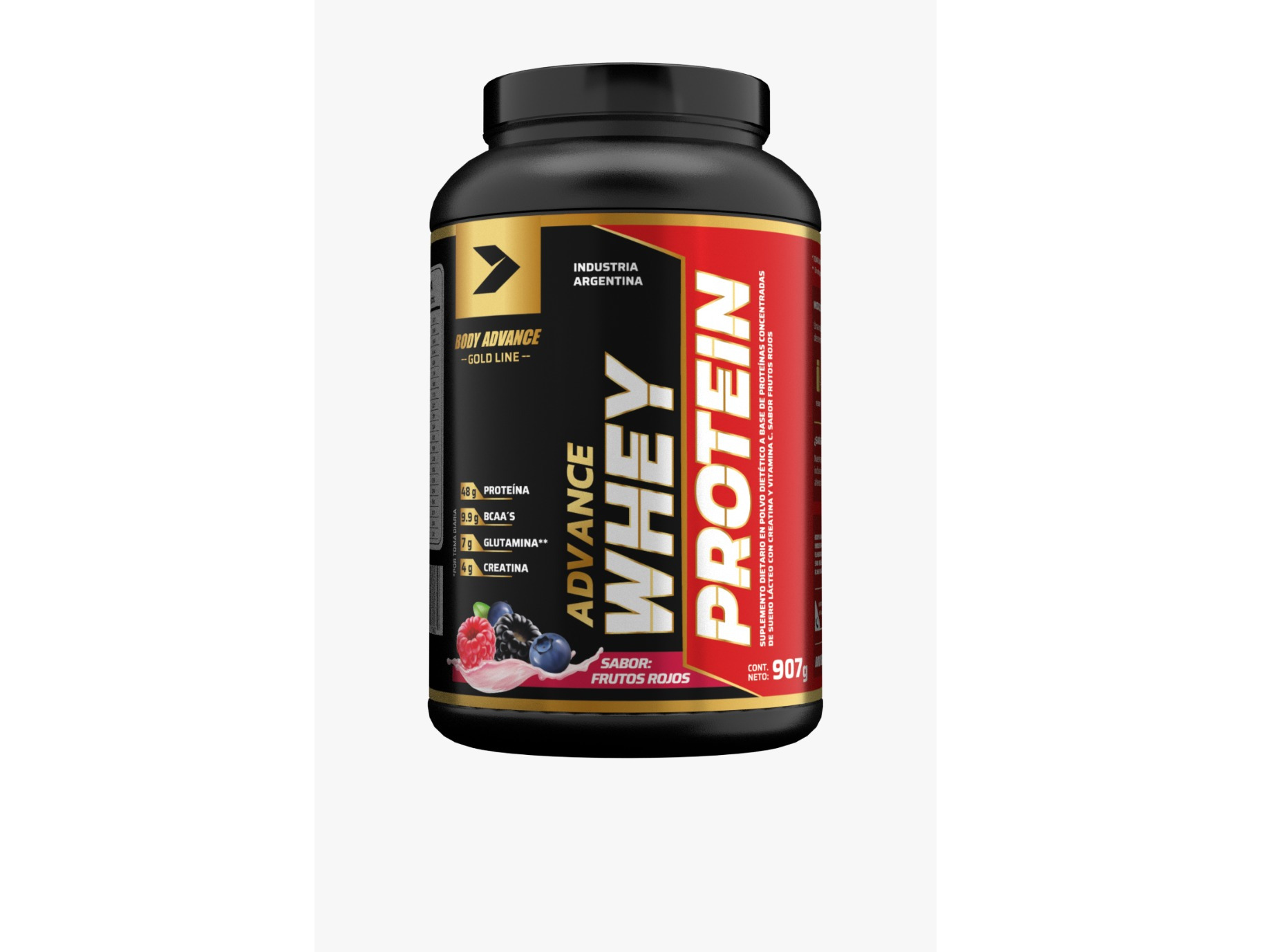 WHEIN PROTEIN SABOR FRUTOS ROJOS,DULCE DE LECHE,CHOCOLATE,VAINILLA BODY ADVANCE 910GR