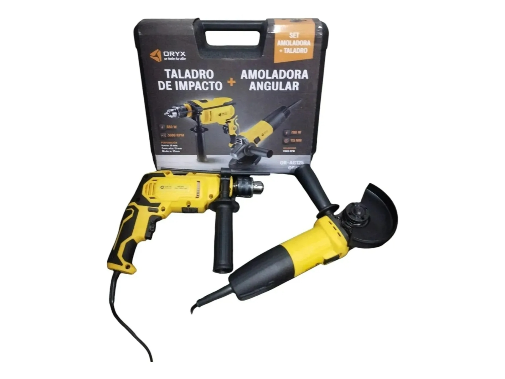 Set taladro + amoladora oryx
