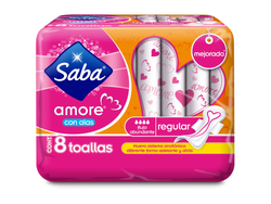 toalla sanitaria saba amore regular con alas 8pz