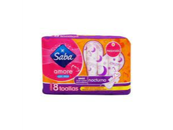 toalla sanitaria saba amore nocturna con alas 8pz