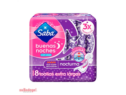 toalla sanitaria saba buenas noches con alas 8pz