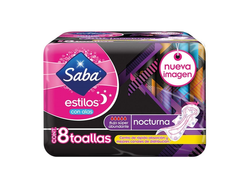 toalla sanitaria saba estilos nocturnos con las 8pz