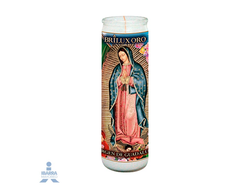 Veladora Brilux Parafina Virgen de Guadalupe Linea dorada