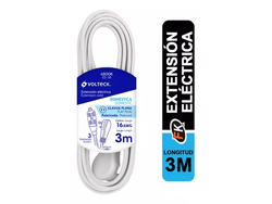 Extension Electrica Domestica 3m Blanca Volteck