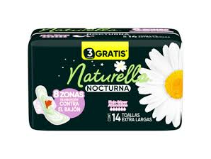 Toalla sanitaria naturella nocturna con alas 11pz + 3