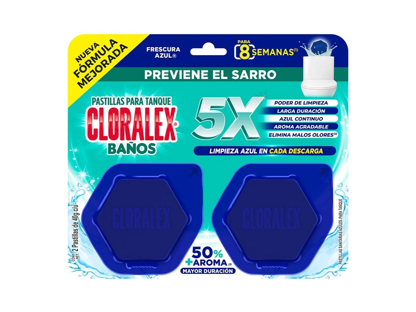 pastilla sanitaria cloralex banos azul 40g
