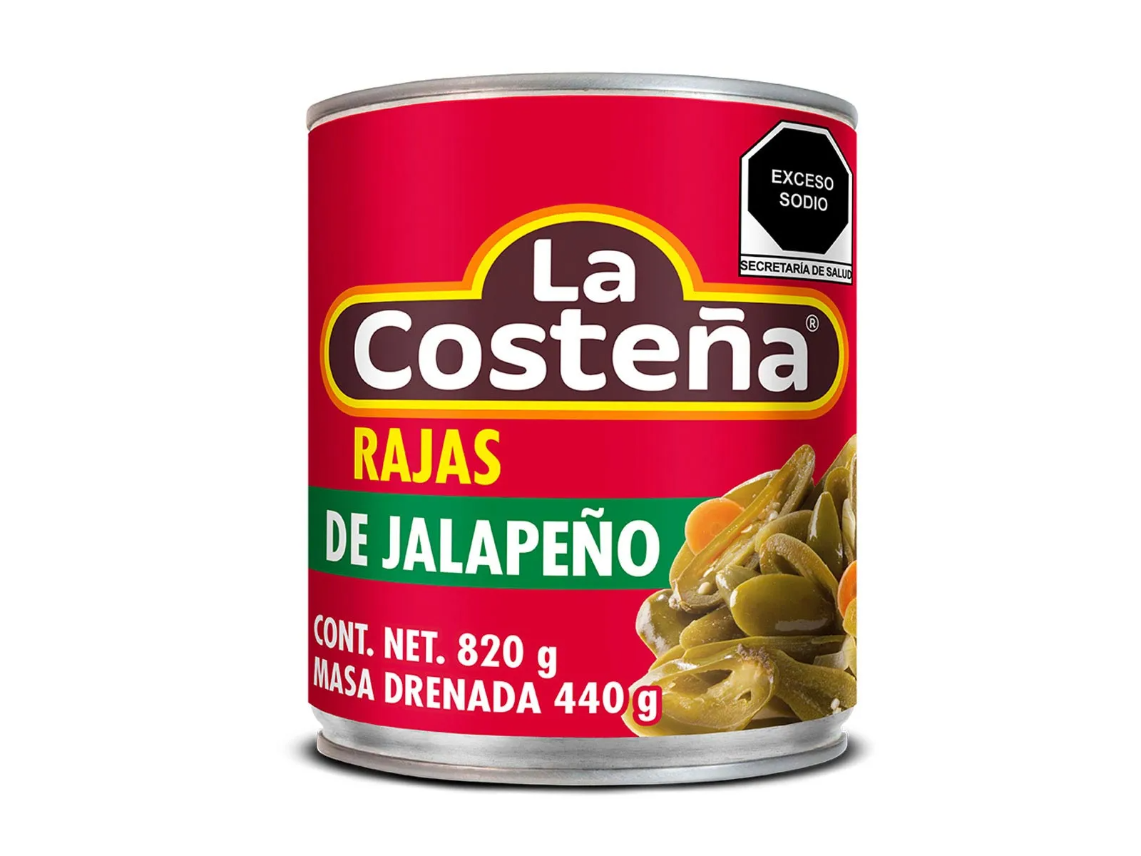 chiles jalapeños rajas la costeña 820gr