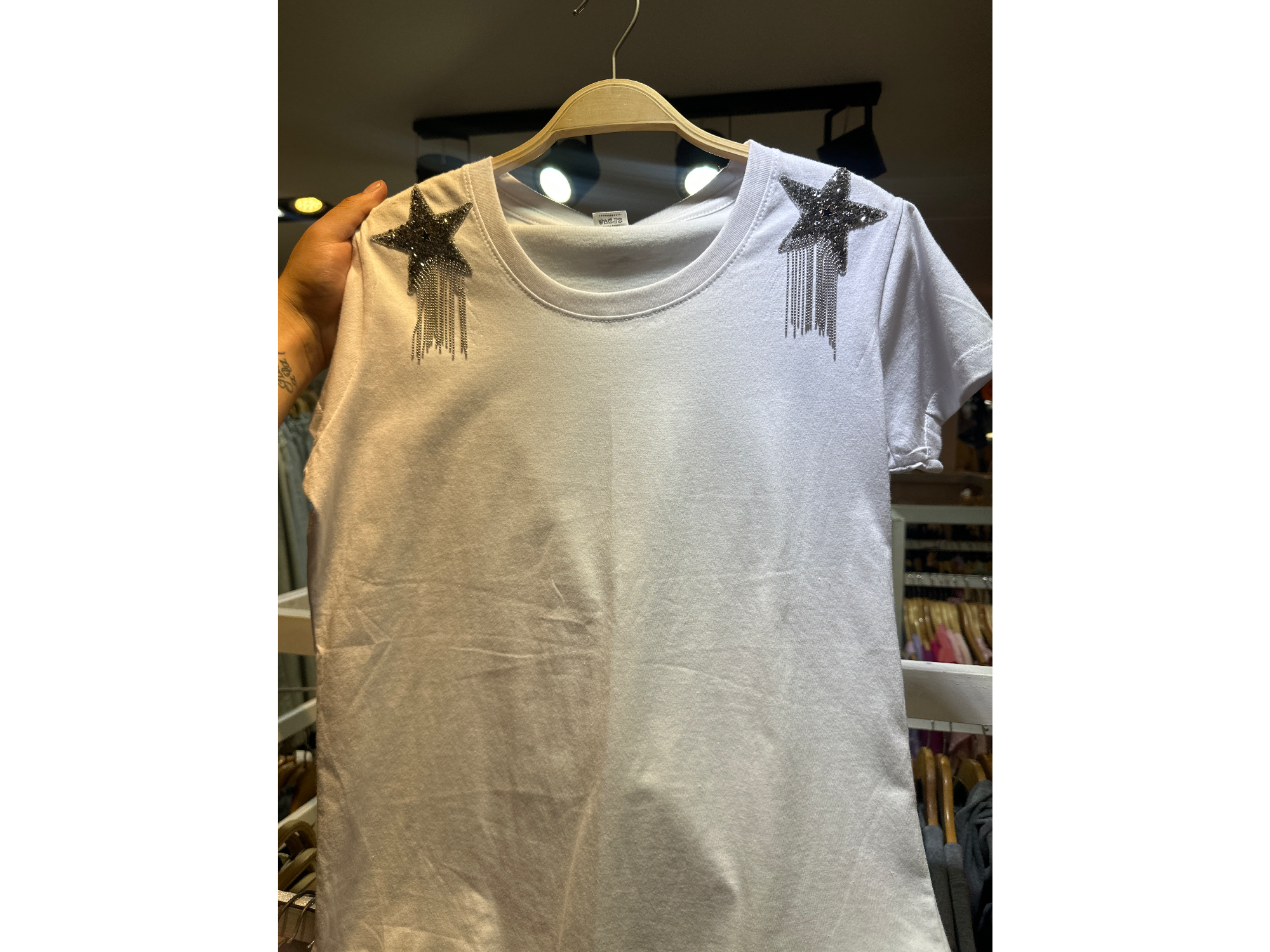 Remera algodón con strass