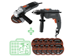 Kit amoladora taladro y discos - Gladiator