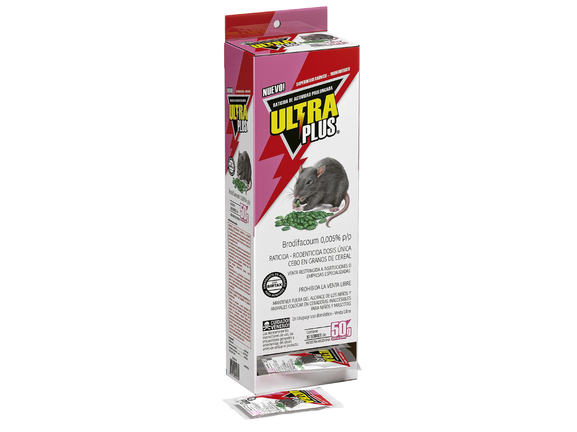 Raticida rodenticida en grano 50g - Ultra Plus