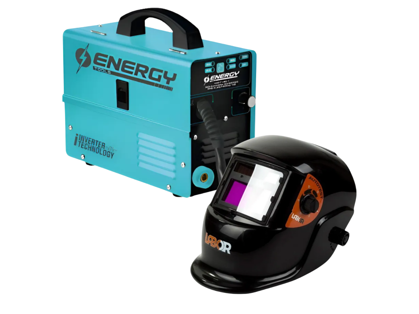 Combo Soldador mig electrodo tig Energy + Máscara fotosensible Labor