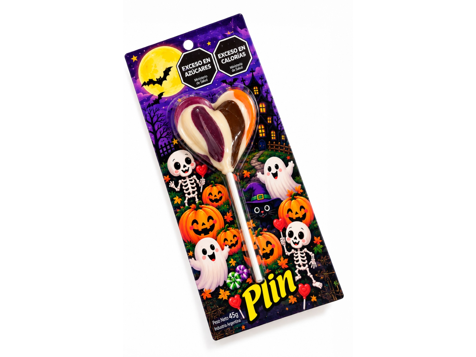 CHUPETIN CORAZON 3D EN BLISTER HALLOWEEN