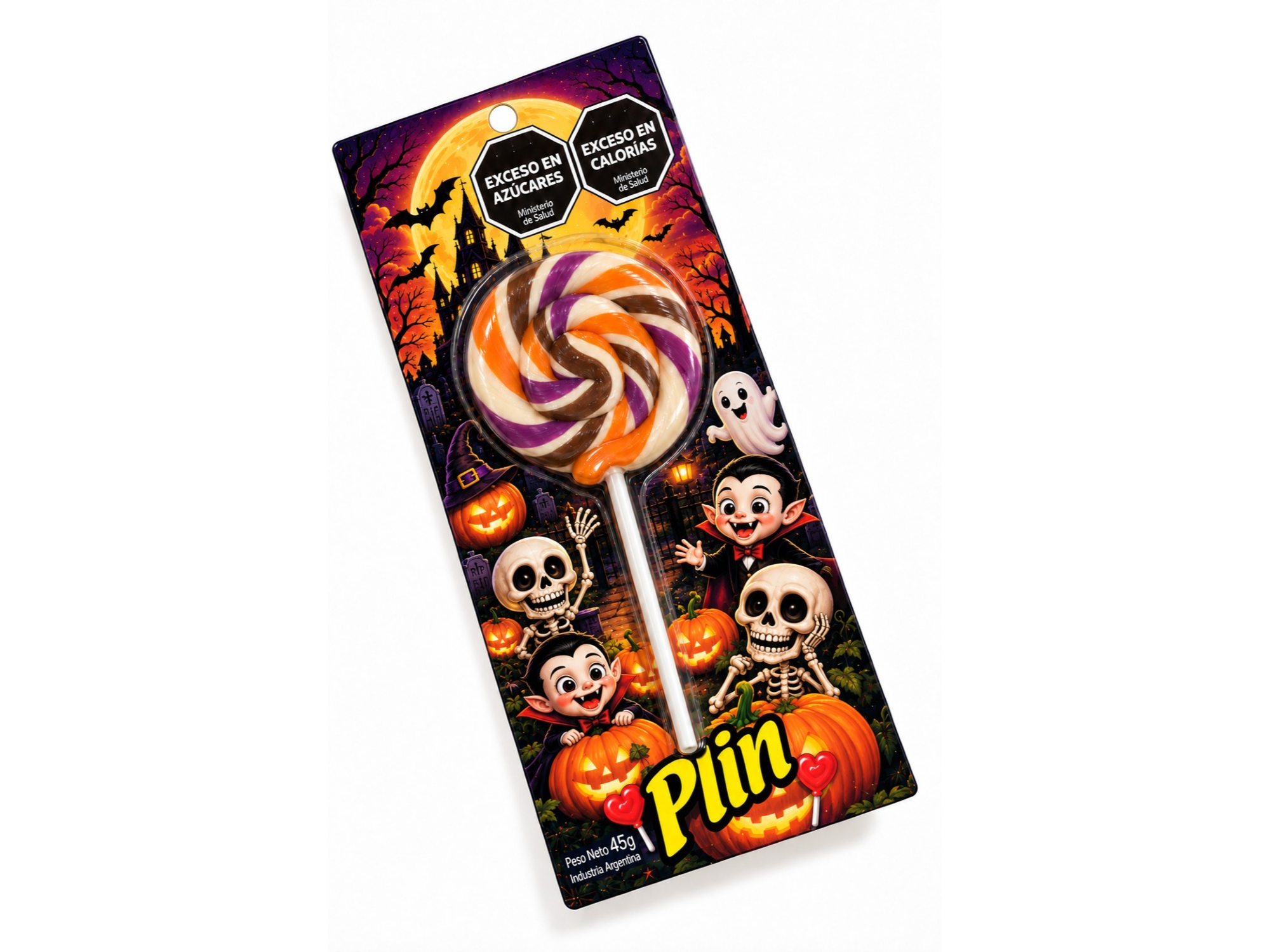CHUPETIN PALETA TRENZADA EN BLISTER HALLOWEEN