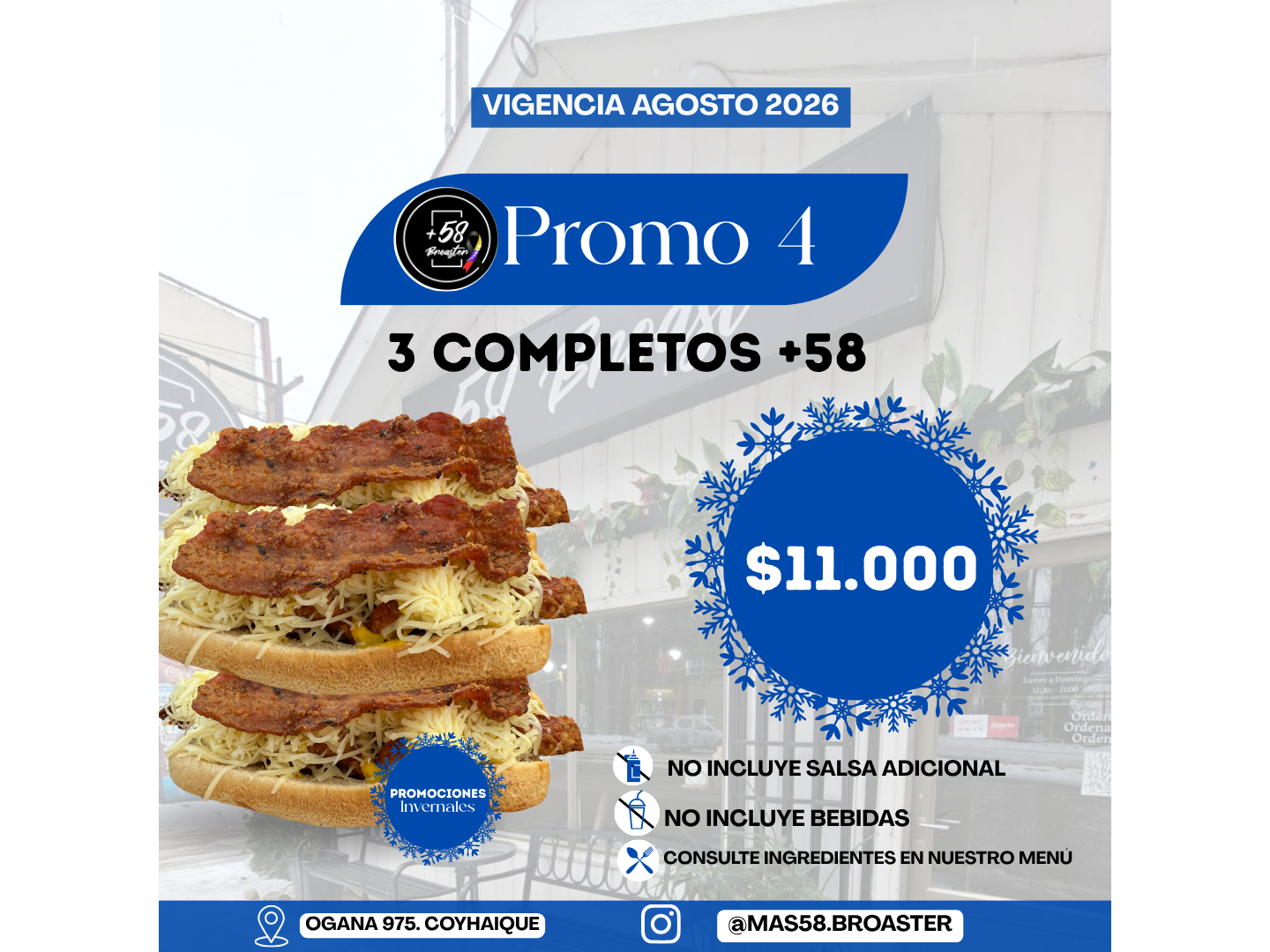 PROMO 4:  TRES  COMPLETOS +58