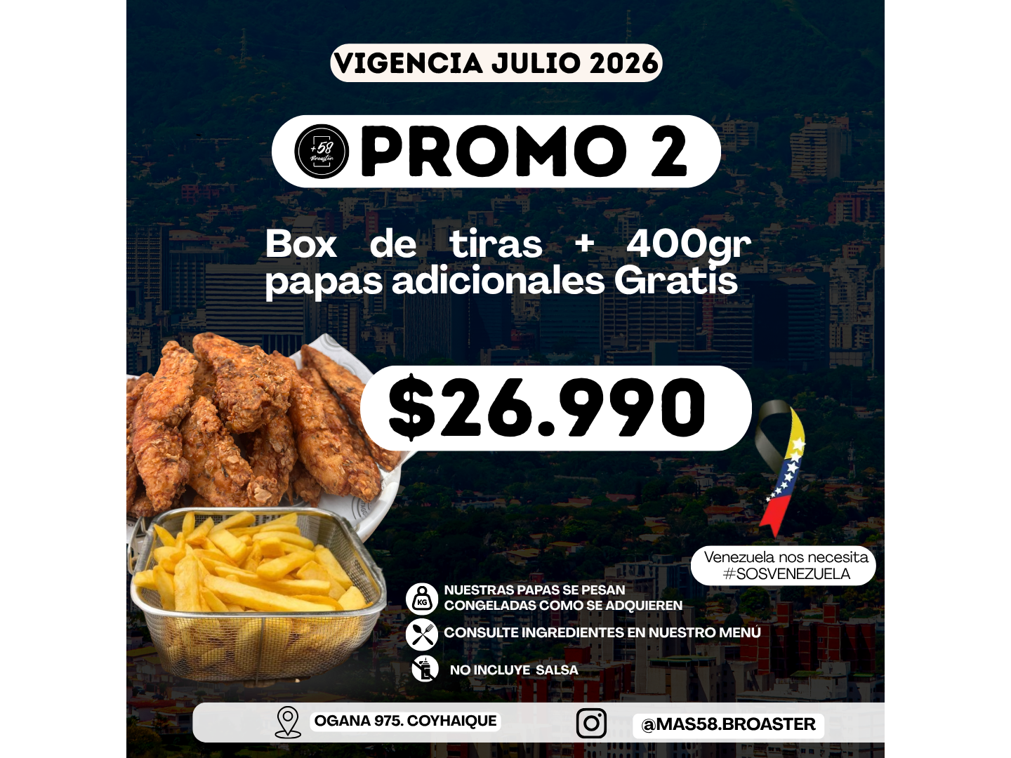 PROMO 2: BOX DE TIRAS + 400GRS PAPAS GRATIS