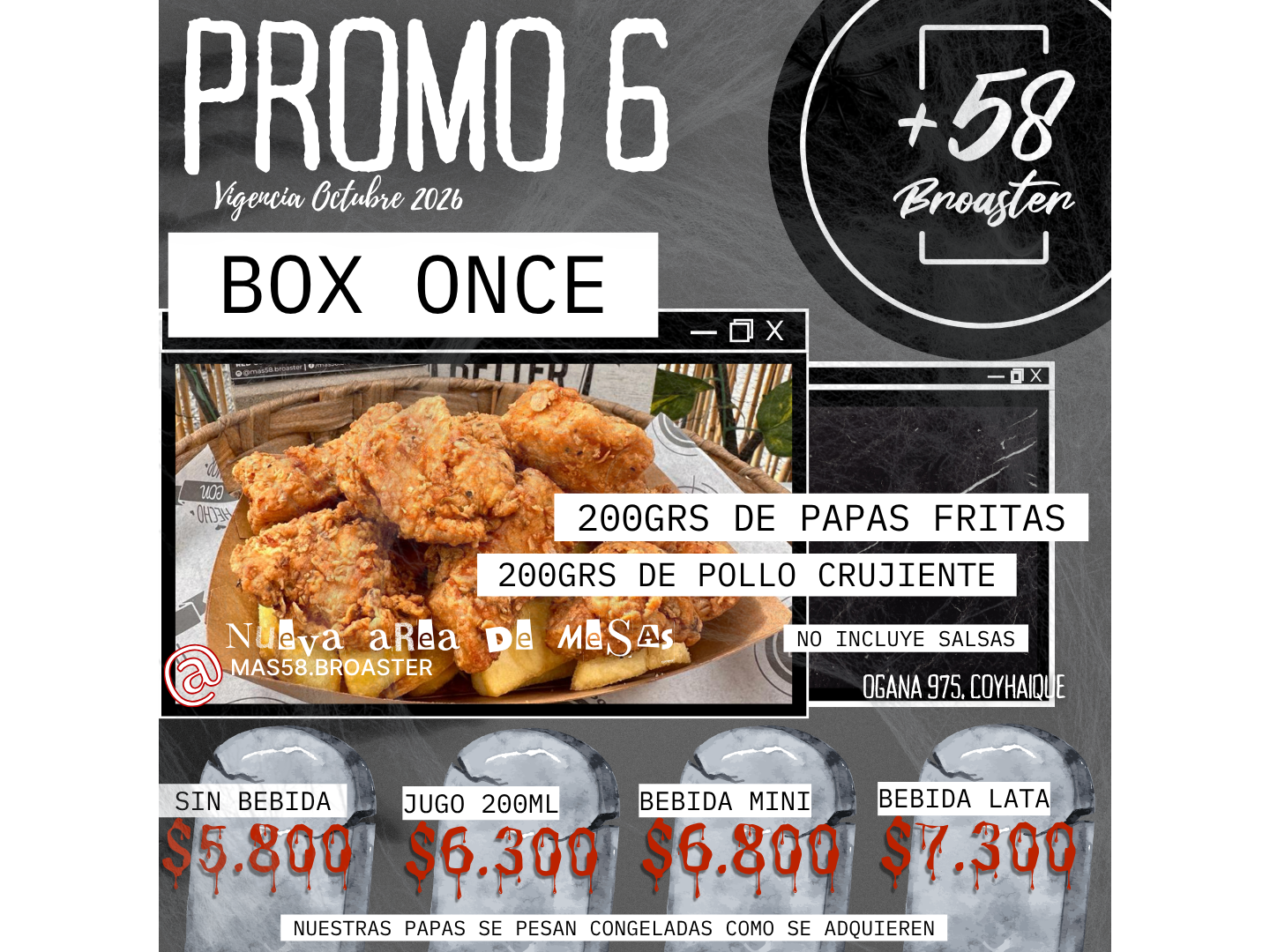 PROMO 6: BOX ONCE (300GRS DE POLLO CRUJIENTE + 200GRS DE PAPAS FRITAS)