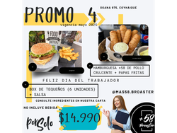 PROMO 4: 1 HAMBURGUESA+PAPAS + BOX DE TEQUEÑOS (NO INCLUYE BEBIDAS)