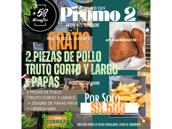 PROMO 2: 1TRUTO CORTO+1 TRUTO LARGO+ 200GRS DE PAPAS FRITAS+BEBIDA MINI
